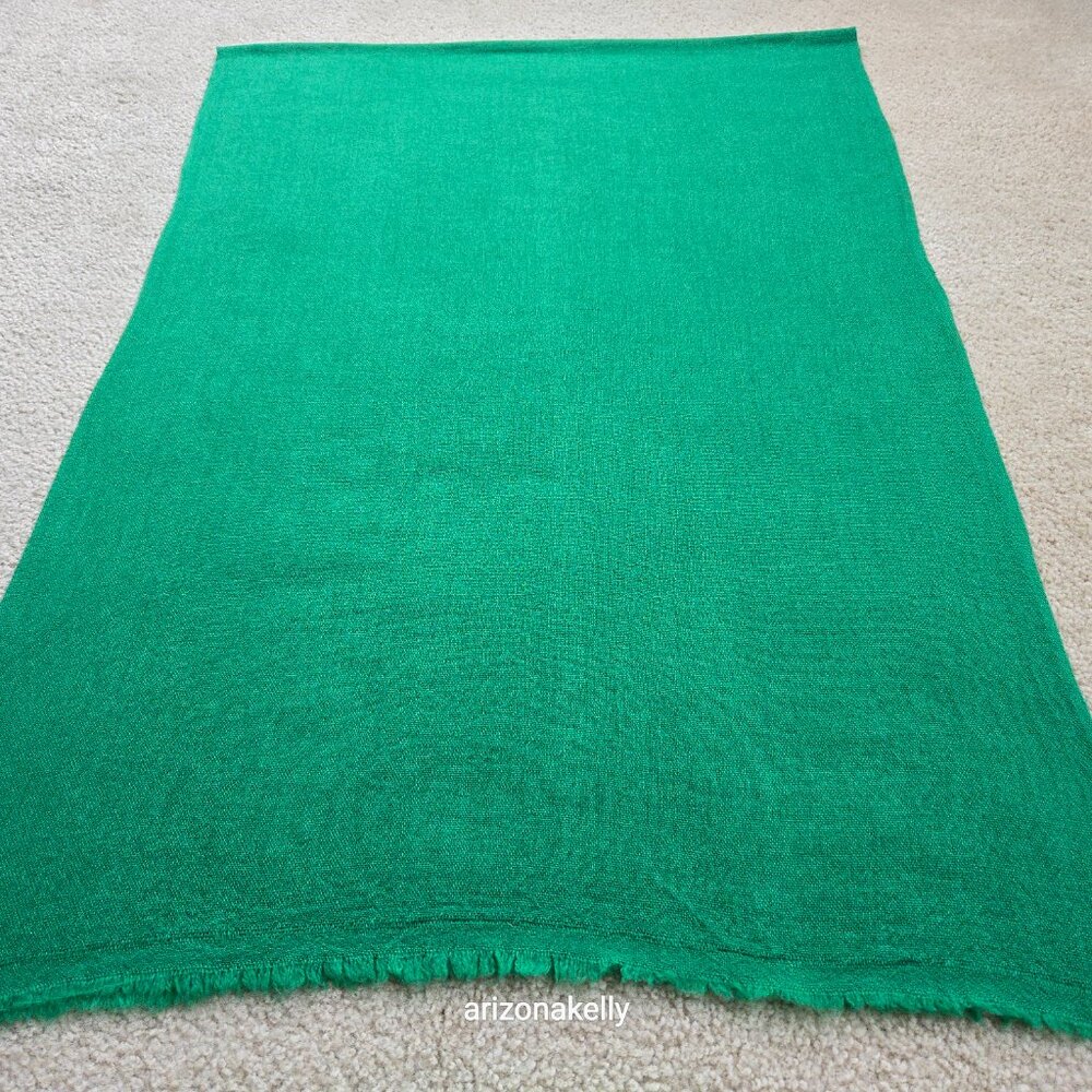 NWOT Cashmere Woven Scarf Made In Nepal Kelly Green - Picture 6 of 15